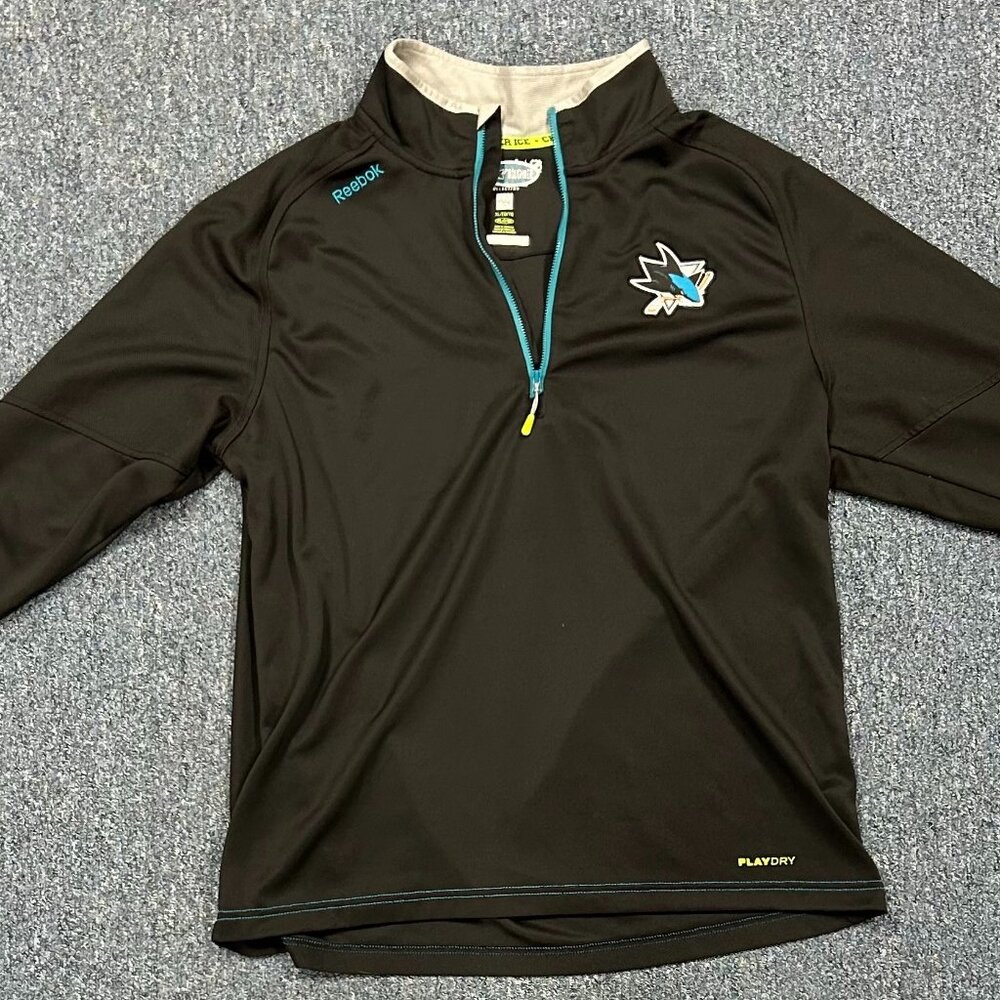 Coach Boughner's San Jose Sharks NHL Hockey 1/4 Zip Pullover Reebok  Sz XL
